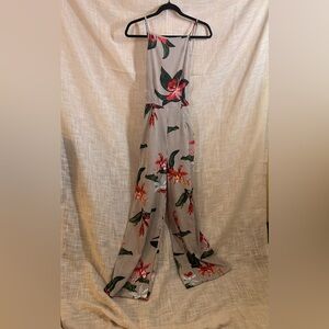 SugarHigh Backless Floral Pinstripe Summer Vacation Jumpsuit Romper Medium.